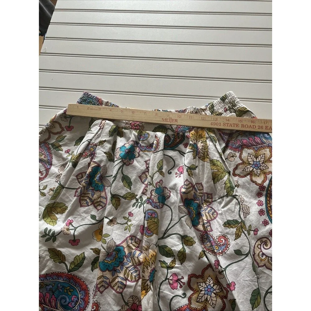A.n.a Women's Paisley Skirt Size 14 Multicolor Elastic Waist Pull On Mid Length